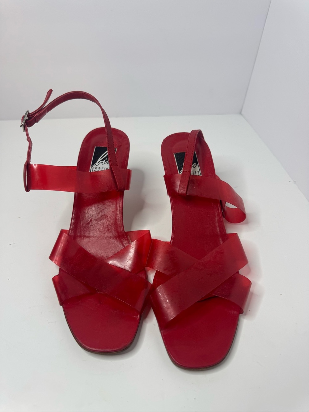 Charles Jourdan Red Strappy Sandals Women's Size 7.5M